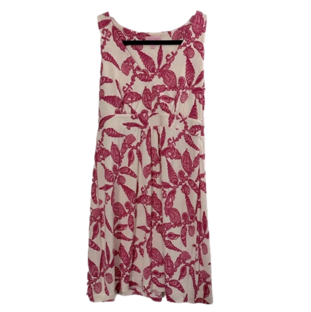 Lilly Pulitzer Hotty Pink Fallin in Love Patty Dress Silk Cotton Size Medium